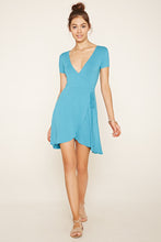 Allison Pleated Dip Hem Dress in Blue
